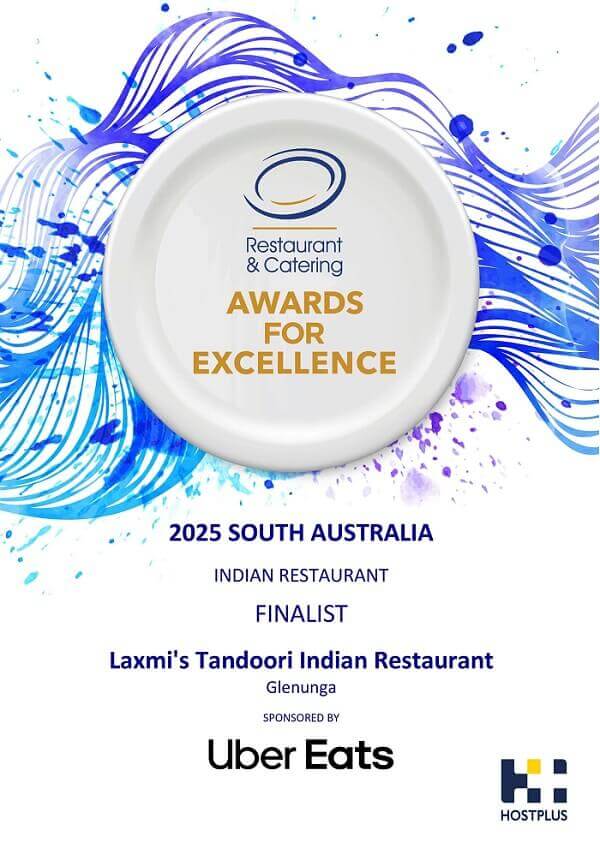 Award for Excellence Finalist 2025, Indian Restaurant, Restaurant & Catering SA, Laxmi's Tandoori Indian Restaurant