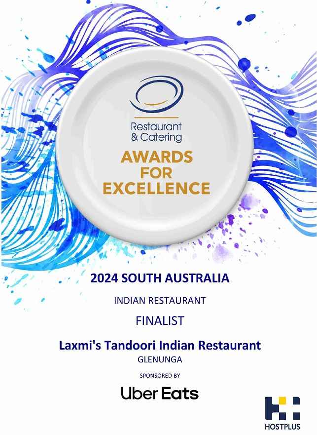 Award for Excellence Finalist 2024, Indian Restaurant, Restaurant & Catering SA, Laxmi's Tandoori Indian Restaurant