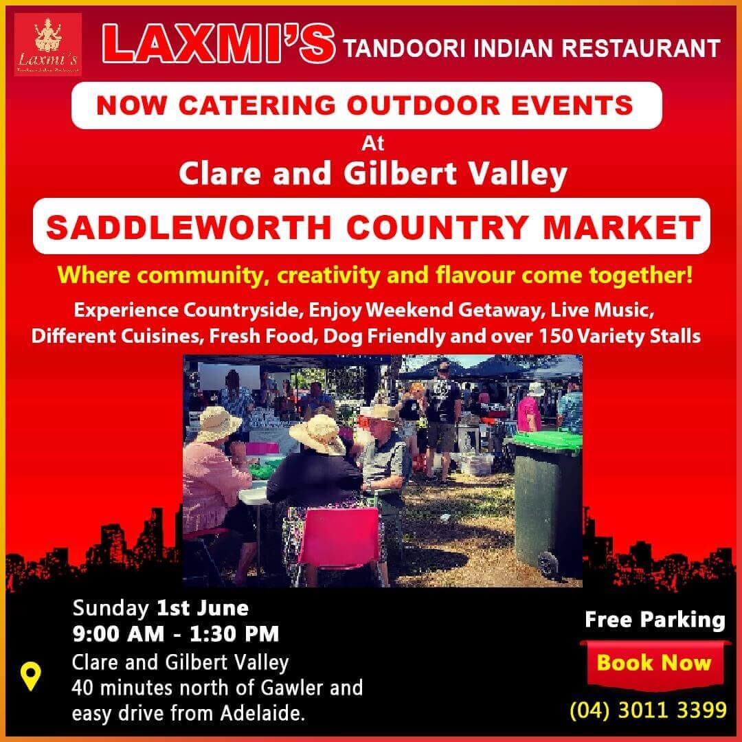 LAXMIS TANDOORI INDIAN RESTAURANT is now catering OUTDOOR EVENTS at SADDLEWORTH COUNTRY MARKET at Clare and Gilbert Valley 1st June 2025